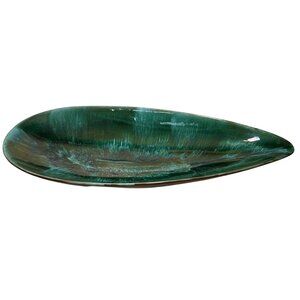 CCC Pottery Centerpiece Bowl 20.5" Elongated Atomic MCM Green Black Canada